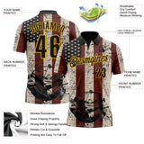 Custom Cream Black Red-Gold USA Flag Bow And Arrow Archery Performance Polo Shirt