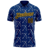 Custom US Navy Blue Black-Gold Bow And Arrow Archery Performance Polo Shirt