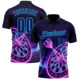 Custom Blue Dark Purple-Lakes Blue Darts Cyberpunk Dartboard Performance Polo Shirt