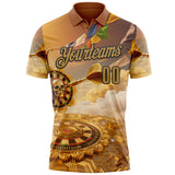Custom Yellow Old Gold-Black Darts Lotus Skull Dartboard Performance Polo Shirt