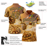 Custom Yellow Old Gold-Black Darts Lotus Skull Dartboard Performance Polo Shirt