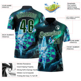 Custom Green-White Darts Aurora Skull Dartboard Performance Polo Shirt
