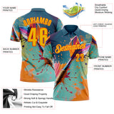Custom Green Yellow-Orange Darts Splash Performance Polo Shirt