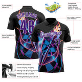 Custom Black Purple-White Darts Flame Dartboard Performance Polo Shirt