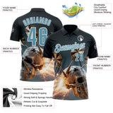 Custom Black Shadow Blue-White Darts Skull Dartboard Performance Polo Shirt