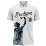 Custom White-Black Dart Player Performance Polo Shirt