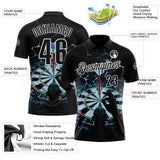 Custom Black-White Darts Dartboard Performance Polo Shirt