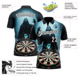 Custom Blue White-Black Darts Magic Dartboard Performance Polo Shirt