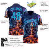 Custom Navy Lakes Blue-Purple Darts Fire And Ice Skull Dartboard Performance Polo Shirt