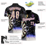 Custom Black Cream-Medium Purple Darts Lightning Dartboard Performance Polo Shirt