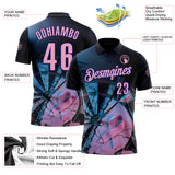 Custom Black Light Pink-Dark Purple Darts Pink Ribbon Breast Cancer Awareness Dartboard Performance Polo Shirt