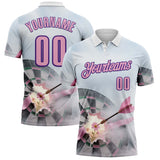 Custom Gray Light Pink-Purple Darts Pink Ribbon Breast Cancer Awareness Dartboard Performance Polo Shirt