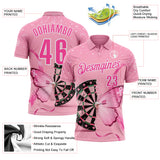 Custom Pink-White Darts Pink Ribbon Butterfly Breast Cancer Awareness Dartboard Performance Polo Shirt
