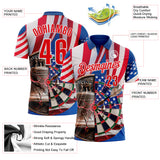 Custom Blue Fire Red-White Darts Liberty Bell American Flag Dartboard Performance Polo Shirt