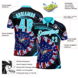 Custom Navy Blue-White Darts Statue Of Liberty American Flag Dartboard Performance Polo Shirt