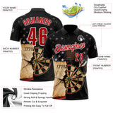 Custom Black Red-White Darts Independence American Flag Dartboard Performance Polo Shirt