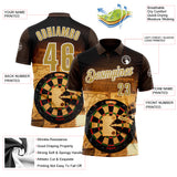 Custom Black Old Gold-White Darts Historical Dartboard Performance Polo Shirt