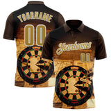 Custom Black Old Gold-White Darts Historical Dartboard Performance Polo Shirt