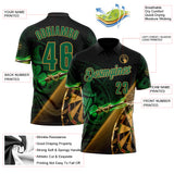 Custom Black Kelly Green-Old Gold Darts St.Patrick's Day Shamrock Dartboard Performance Polo Shirt