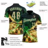 Custom Green Vegas Gold-Kelly Green Darts St.Patrick's Day Shamrock Dartboard Performance Polo Shirt