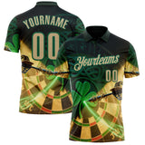 Custom Green Vegas Gold-Kelly Green Darts St.Patrick's Day Shamrock Dartboard Performance Polo Shirt