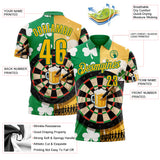 Custom Green Yellow-Kelly Green Darts St.Patrick's Day Shamrock Dartboard Performance Polo Shirt