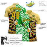 Custom Yellow-Green Darts St.Patrick's Day Shamrock Dartboard Performance Polo Shirt