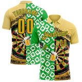 Custom Yellow-Green Darts St.Patrick's Day Shamrock Dartboard Performance Polo Shirt