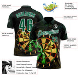 Custom Green Kelly Green-White Darts St.Patrick's Day Shamrock Dartboard Performance Polo Shirt