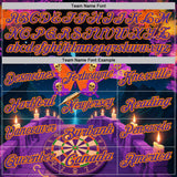 Custom Black Purple-Bay Orange Darts Skull Butterfly Dartboard Performance Polo Shirt