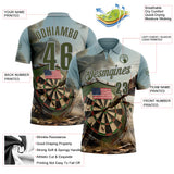 Custom Shadow Blue Olive-Gray Darts American Flag Dartboard Performance Polo Shirt