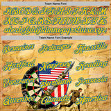 Custom Yellow-Blue Darts Military Camo American Flag Dartboard Performance Polo Shirt