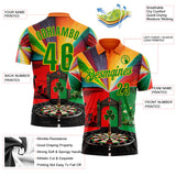 Custom Orange Grass Green-Yellow Darts St.Patrick's Day Shamrock Dartboard Performance Polo Shirt
