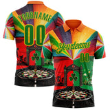 Custom Orange Grass Green-Yellow Darts St.Patrick's Day Shamrock Dartboard Performance Polo Shirt