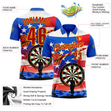Custom Blue Red-Yellow Darts Military American Flag Dartboard Performance Polo Shirt
