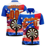 Custom Blue Red-Yellow Darts Military American Flag Dartboard Performance Polo Shirt