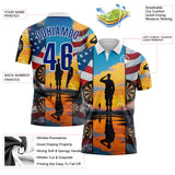 Custom Yellow Royal-White Darts Military American Flag Dartboard Performance Polo Shirt