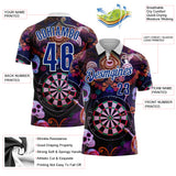 Custom Black Royal-White Darts Day of the Dead Sugar Skull Dartboard Performance Polo Shirt