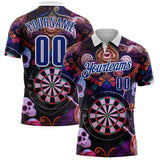 Custom Black Royal-White Darts Day of the Dead Sugar Skull Dartboard Performance Polo Shirt