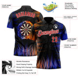 Custom Black Red-White Darts Flame Dartboard Performance Polo Shirt