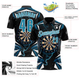Custom Black Panther Blue-White Darts Lightning Dartboard Performance Polo Shirt