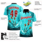 Custom Ice Blue Red-White Darts Lightning Dartboard Performance Polo Shirt