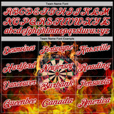 Custom Black Red-White Darts Flame Dartboard Performance Polo Shirt