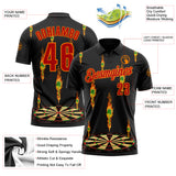 Custom Black Red-Bay Orange Darts Flame Dartboard Performance Polo Shirt