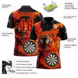 Custom Black Red-Bay Orange Darts Flame Tiger Dartboard Performance Polo Shirt