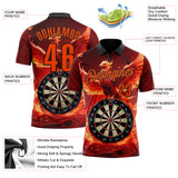 Custom Black-Orange Darts Flame Phoenix Dartboard Performance Polo Shirt