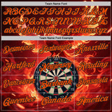 Custom Black-Orange Darts Flame Phoenix Dartboard Performance Polo Shirt