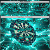 Custom Black-Aqua Darts Lightning Dragon Dartboard Performance Polo Shirt