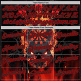 Custom Black-Red Darts Flame Skull Dartboard Performance Polo Shirt
