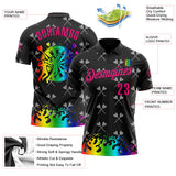 Custom Black-Hot Pink Darts Flame Dartboard Performance Polo Shirt